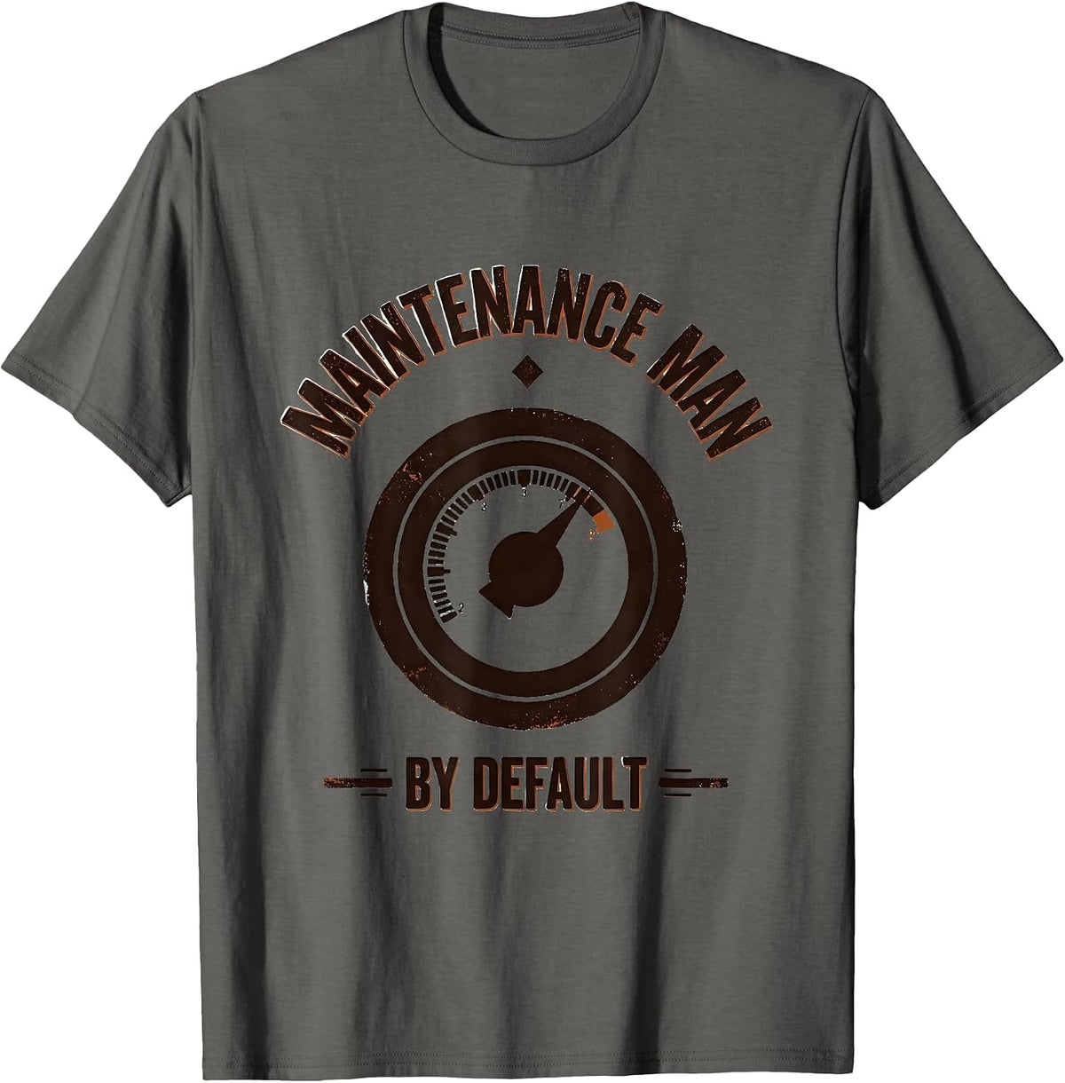 Men's Maintenance Man By Default Vintage HVAC Technician Workplace T-Shirt - Asphalt Grey