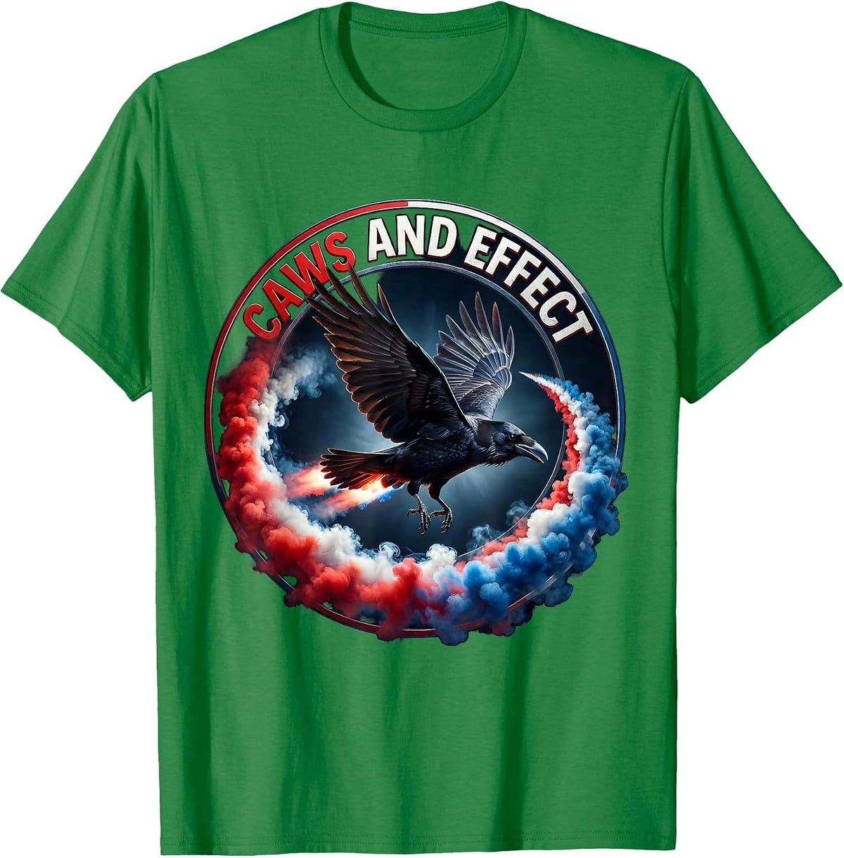 Men's Caws and Effect Funny Crow Bird Design T-Shirt - Kelly Green