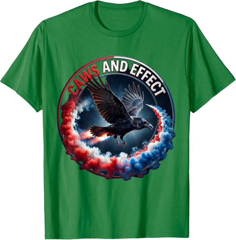 Men's Caws and Effect Funny Crow Bird Design T-Shirt - Kelly Green