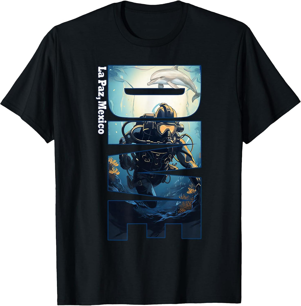 Dive La Paz Scuba Diving Snorkeling T-Shirt - Black