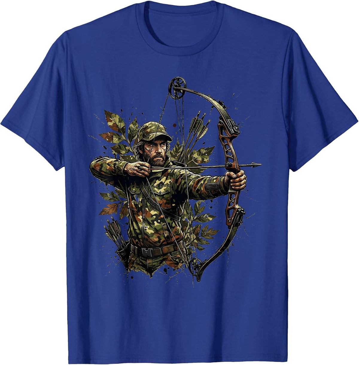 Hunting Bow Camo Wilderness Archer Design T-Shirt - Royal Blue