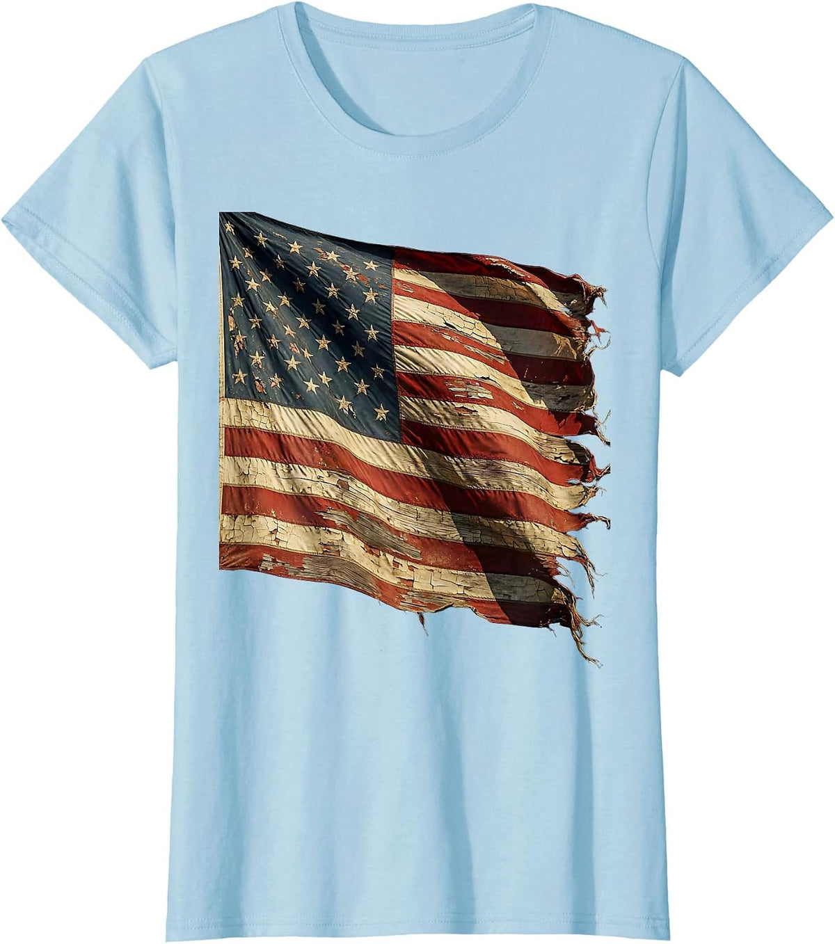 Veteran Saluting American Flag Patriotic Design T-Shirt - Baby Blue