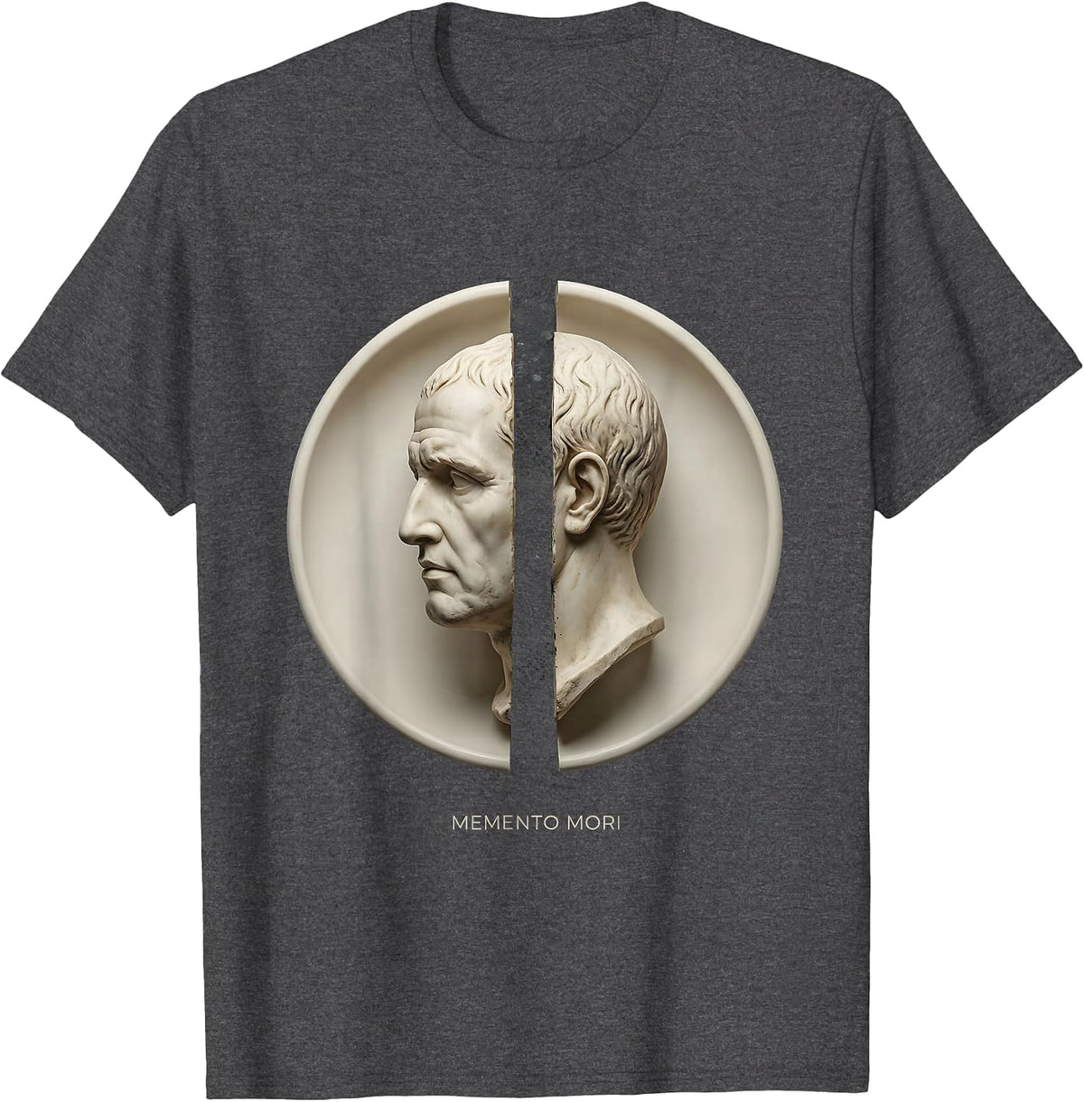 Memento Mori Minimalist Philosopher Stoic Philosophy Quote T-Shirt - Dark Heather Grey