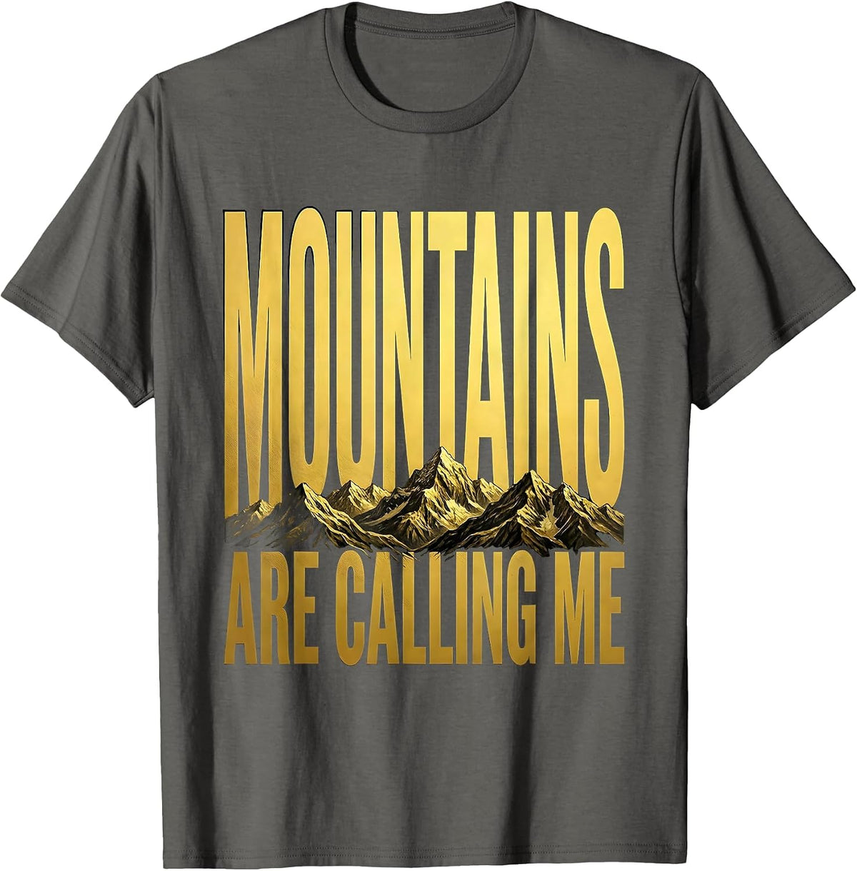 Mountains Are Calling Me Mountain Bike Design T-Shirt - Asphalt Grey