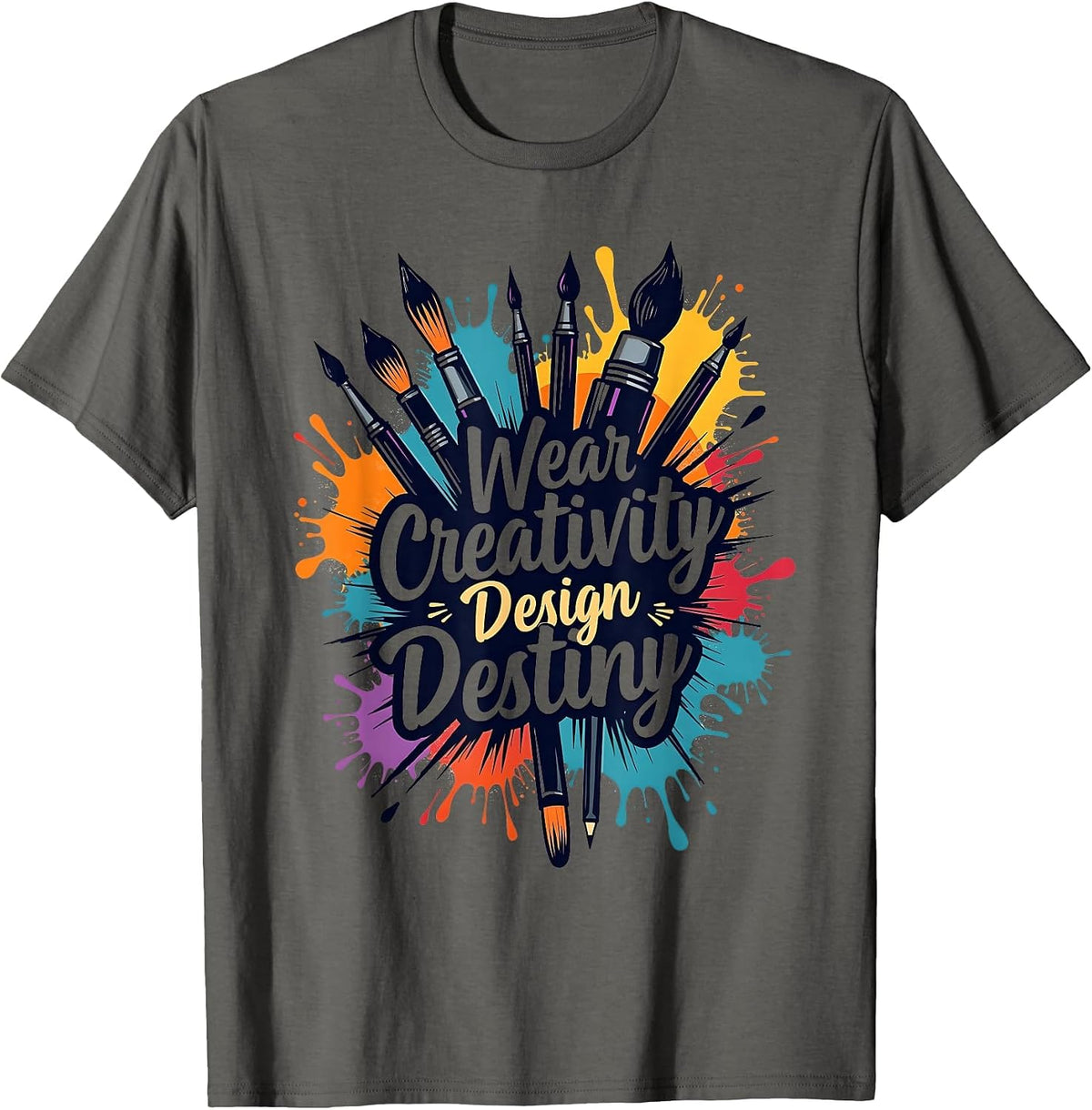 Wear Creativity Design Destiny Creative Graphic T-Shirt - Asphalt Grey