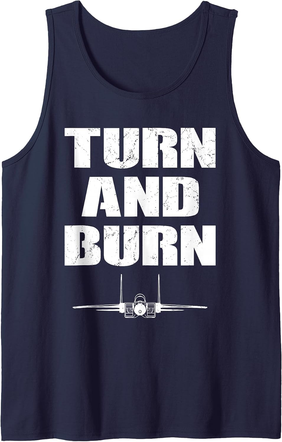 Turn and Burn Fighter Jet Tank Top - Navy Blue