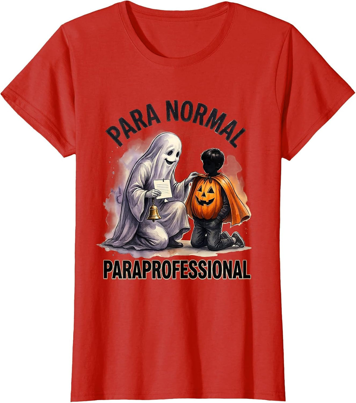Para Normal Paraprofessional Ghost Halloween Para Aide T-Shirt - Red