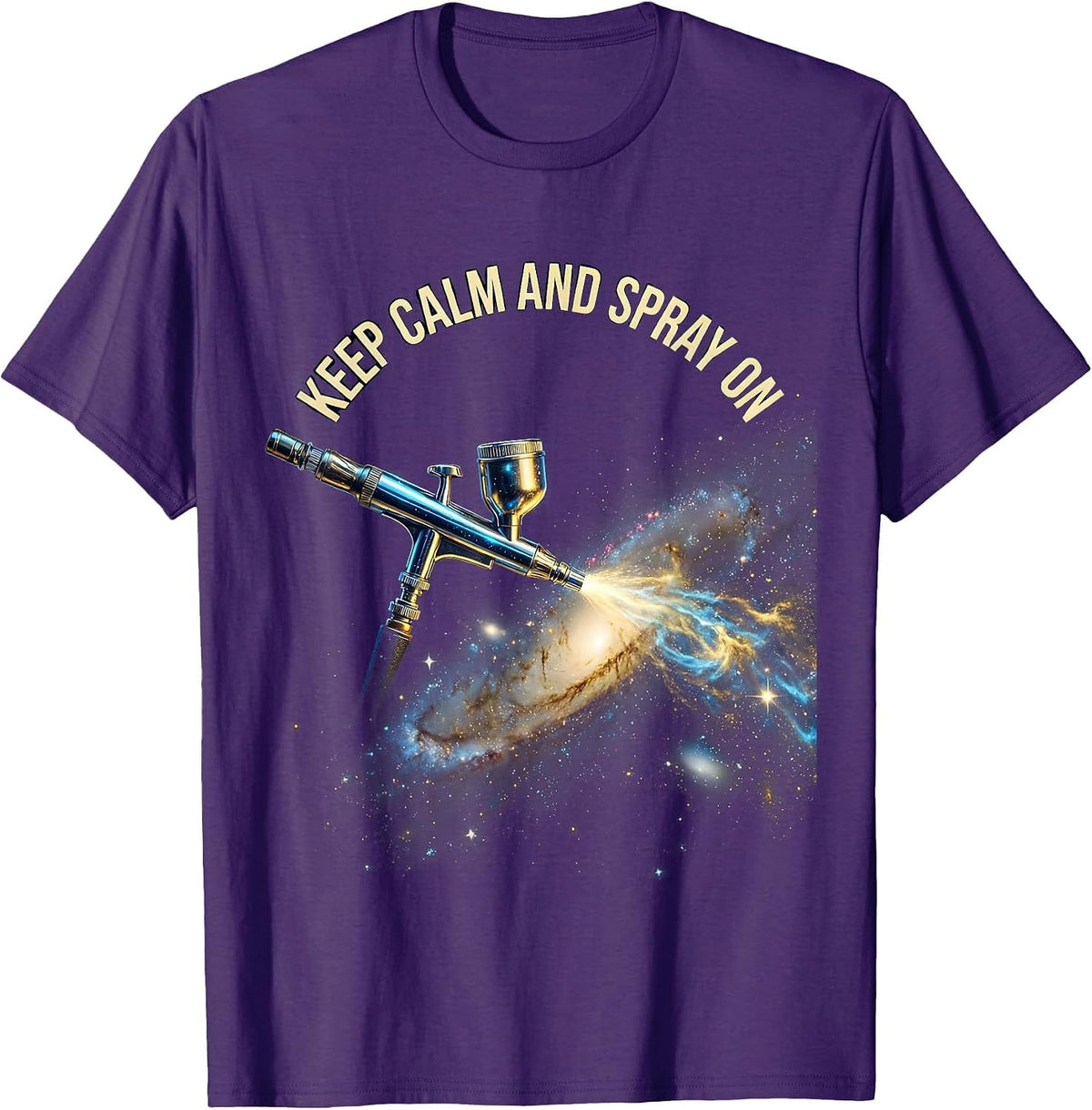 Keep Calm and Spray On Airbrush Art Design T-Shirt - Purple
