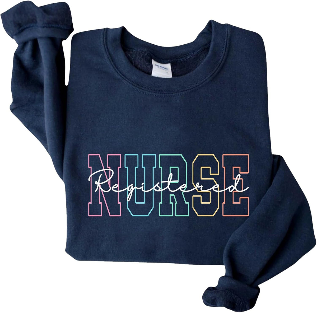 Registered Nurse Sweatshirt Women Crewneck RN Nurse Sweatshirt - Navy Blue