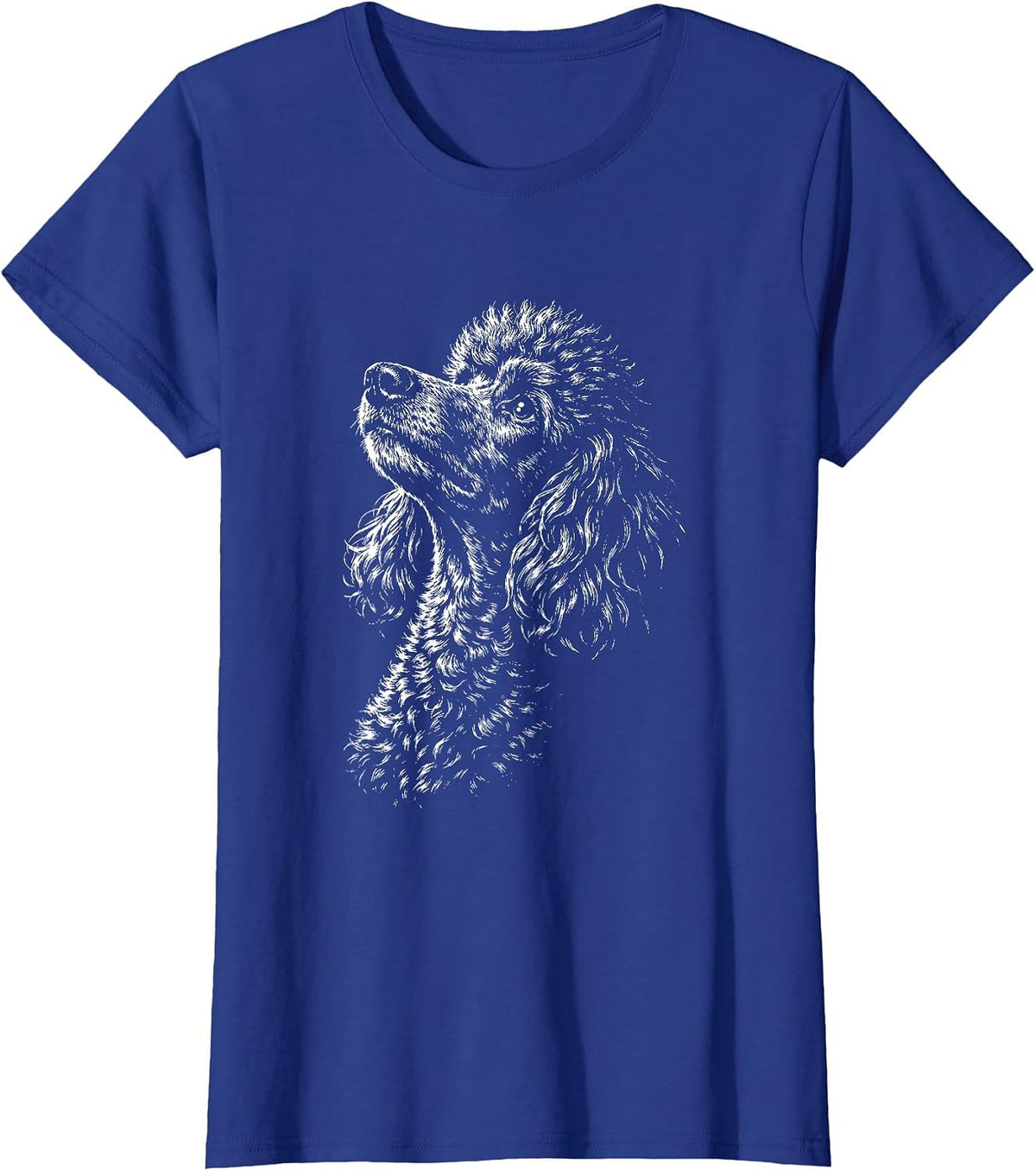 Poodle Portrait Black and White Dog Lover T-Shirt - Royal Blue