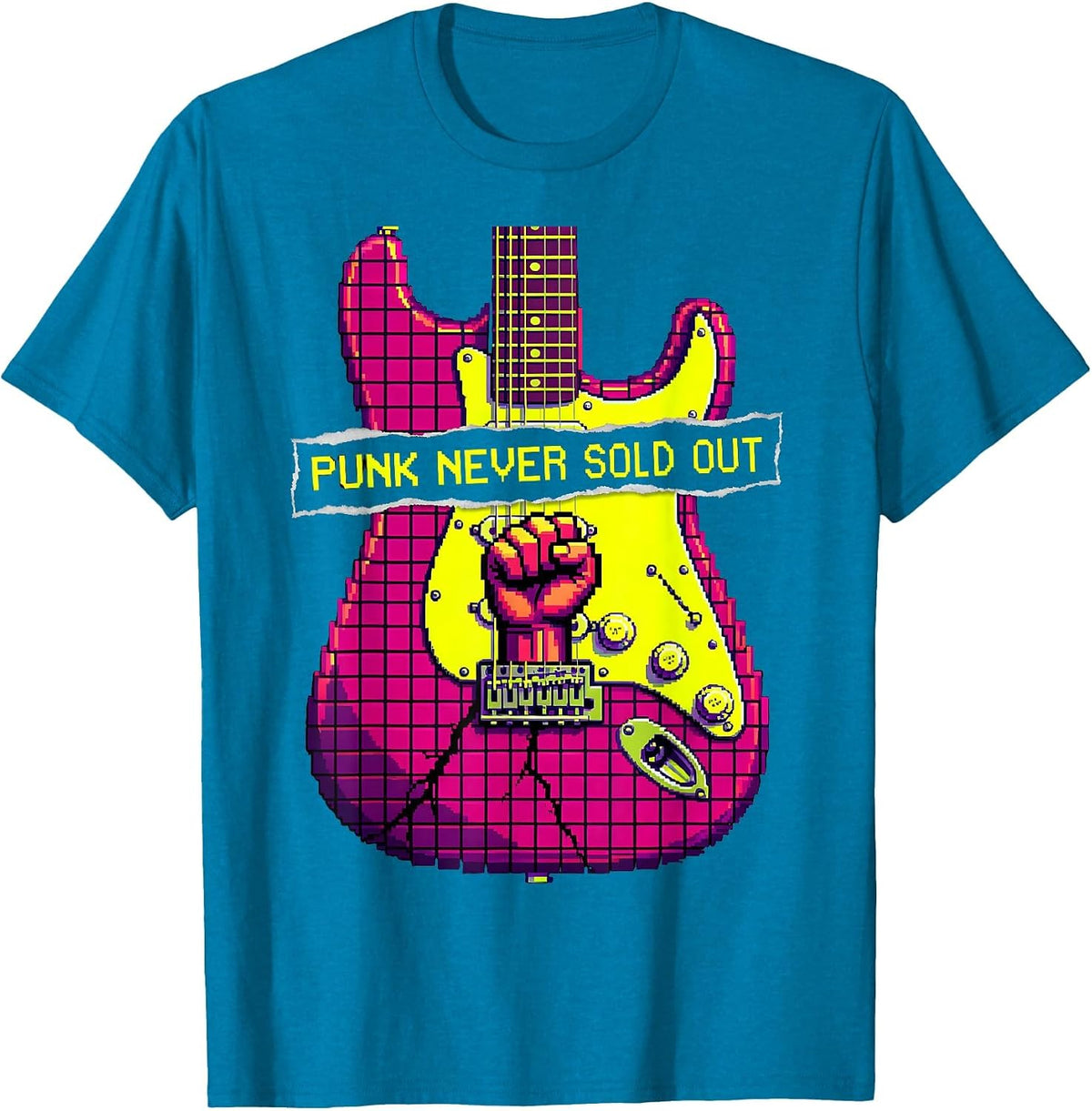 Punk Never Sold Out Punk Rock Design T-Shirt - Sapphire Blue