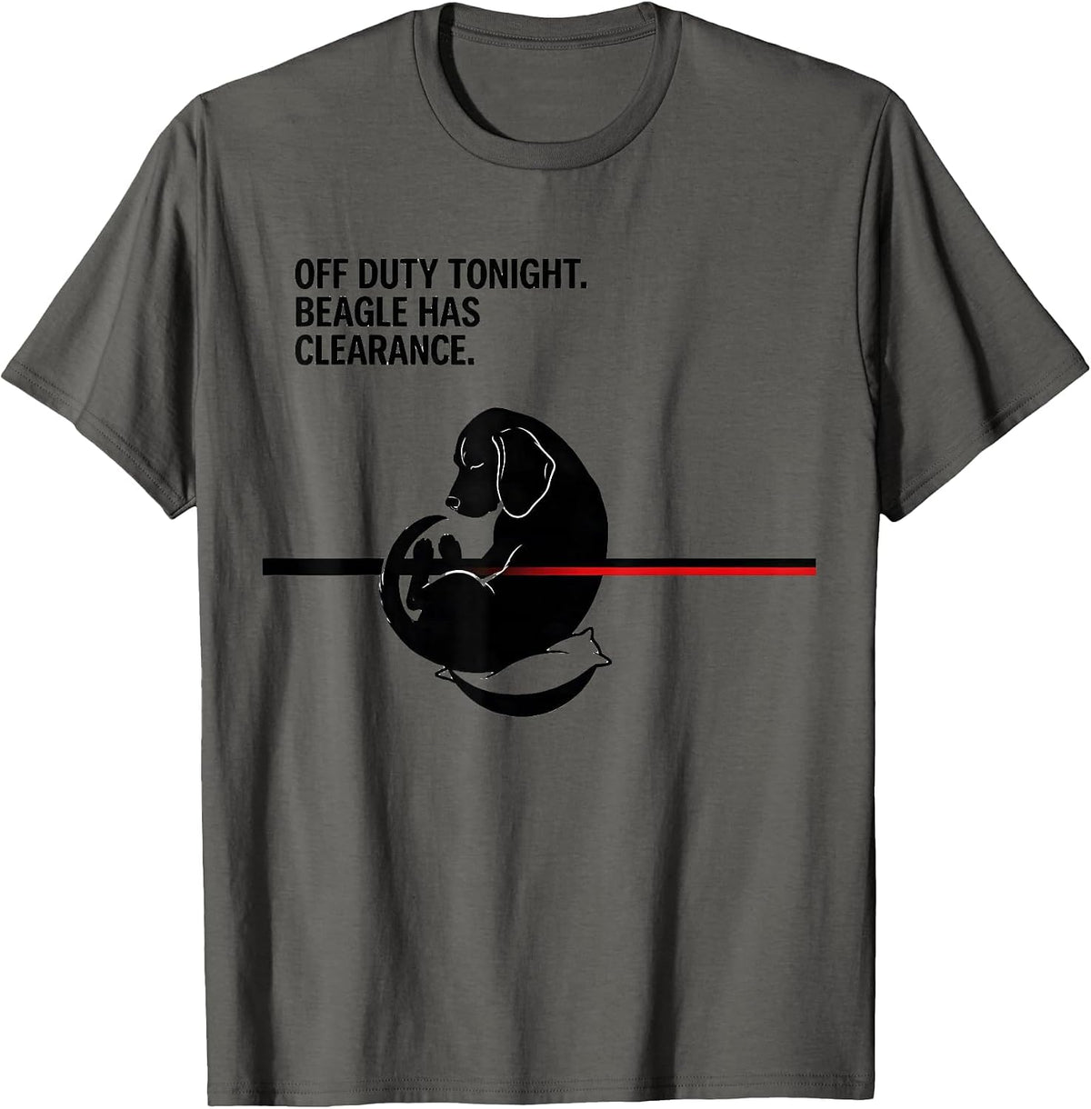 Men's Off Duty Tonight Beagle Has Clearance Funny Dog Owner T-Shirt - Asphalt Grey