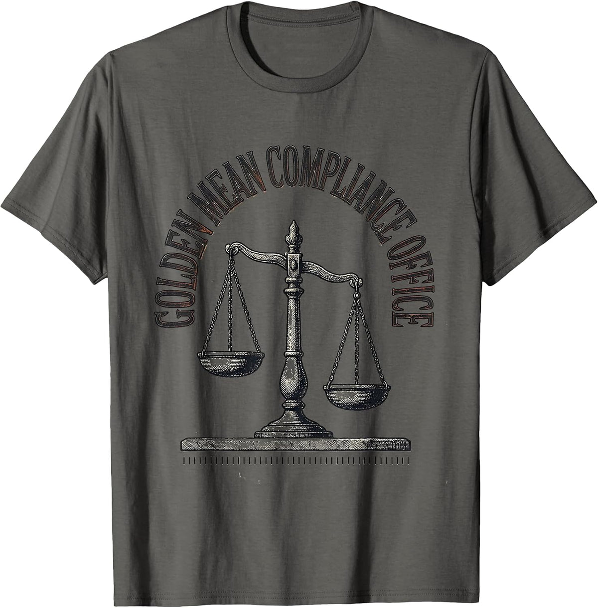Men's Golden Mean Compliance Office Vintage Funny Philosopher T-Shirt - Asphalt Grey
