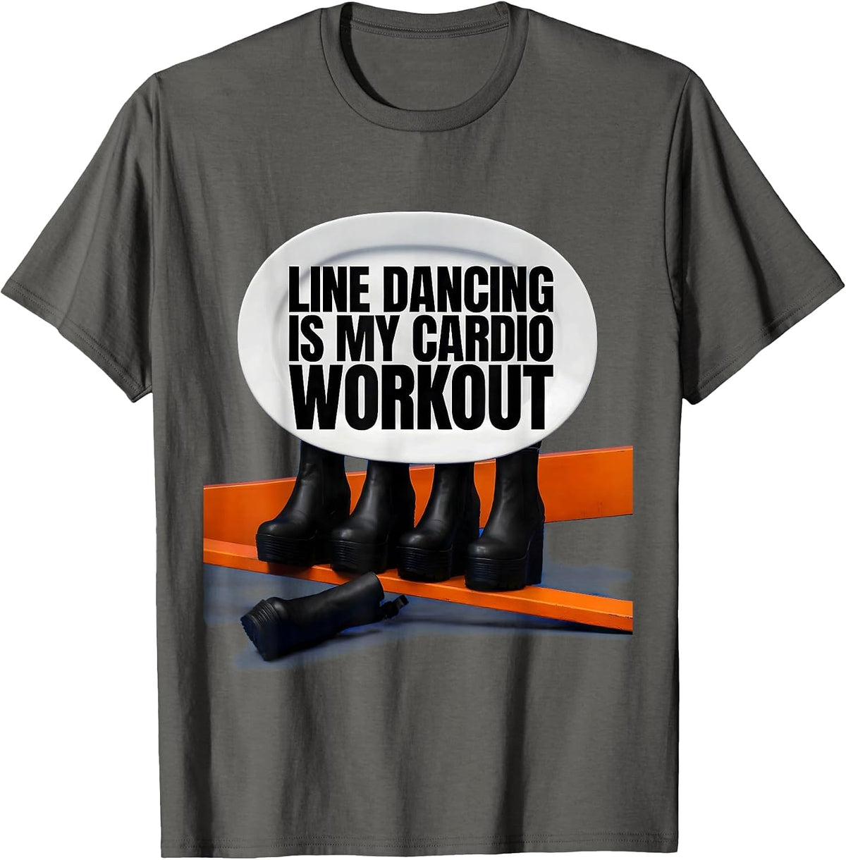 Men's Line Dancing Is My Cardio Workout Funny Dance Lover Humor T-Shirt - Asphalt Grey