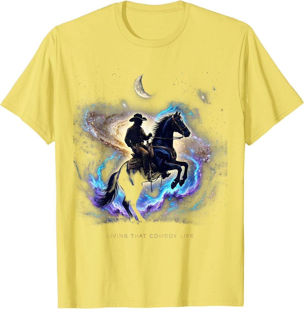 Men's Living That Cowboy Life Western Design T-Shirt - Lemon Yellow