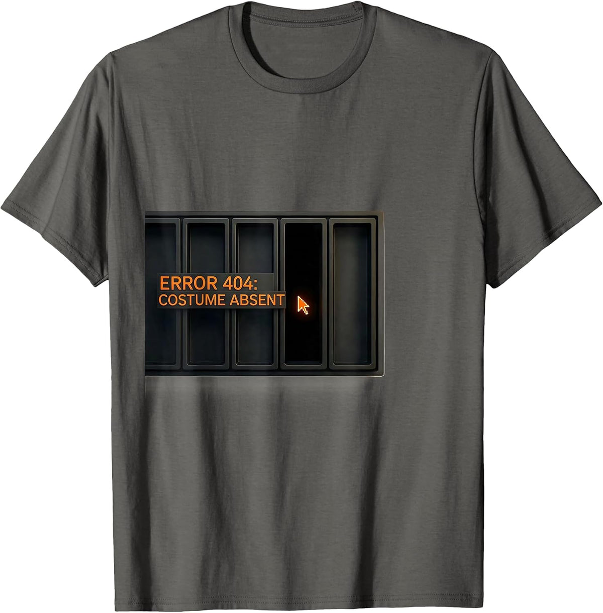 Men's Error 404 Costume Absent Funny Lazy Halloween Geek Humor T-Shirt - Asphalt Grey