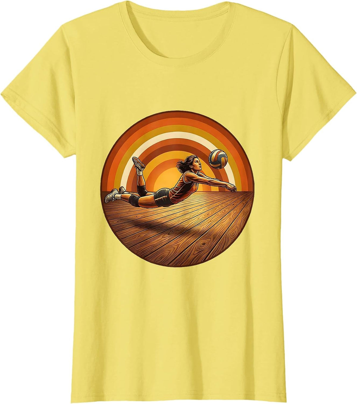 Volleyball Libero Diving Save Graphic Tee T-Shirt - Lemon Yellow