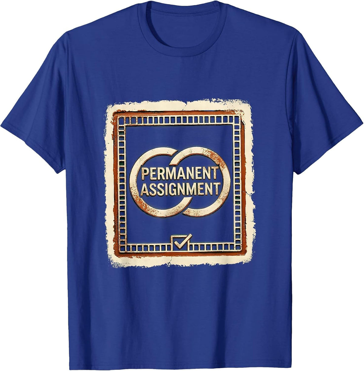 Permanent Assignment Rubber Stamp Skeleton Wedding Humor T-Shirt - Royal Blue
