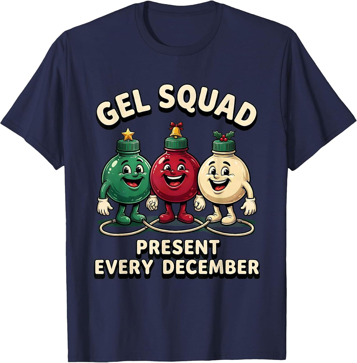 Gel Squad Present Every December Funny Sonographer T-Shirt - Navy Blue