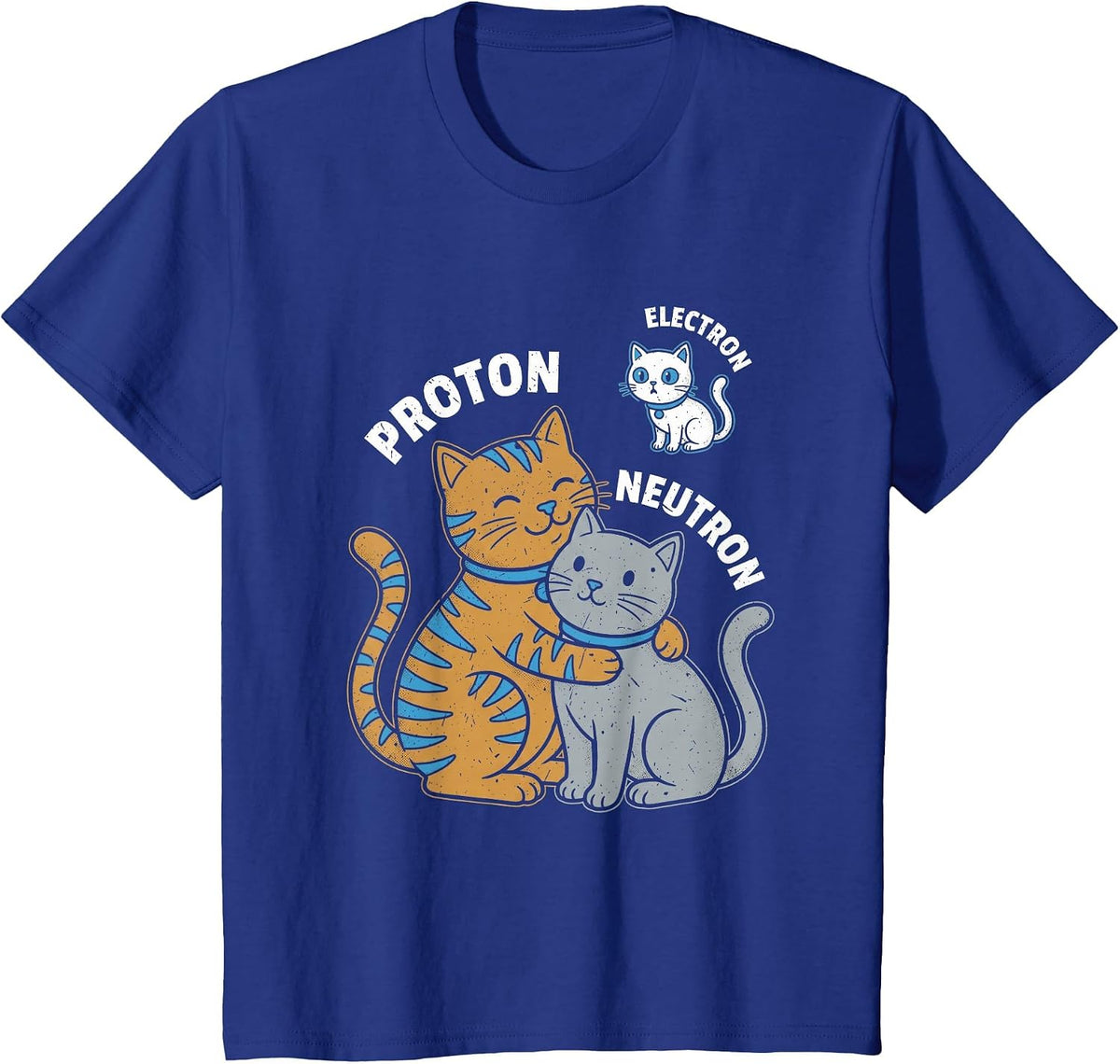 Science Cat Atom Proton Neutron Electron Physics Humor T-Shirt - Royal Blue