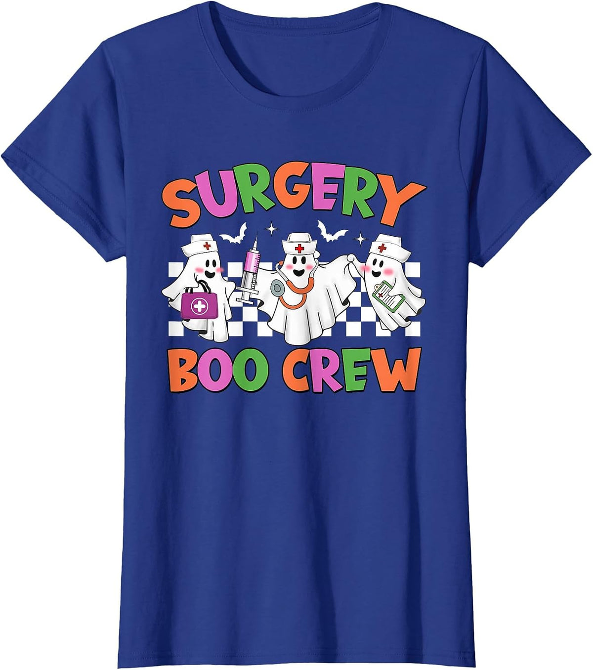 Retro Surgery Boo Crew Surgical Tech Halloween Costumes T-Shirt - Royal Blue