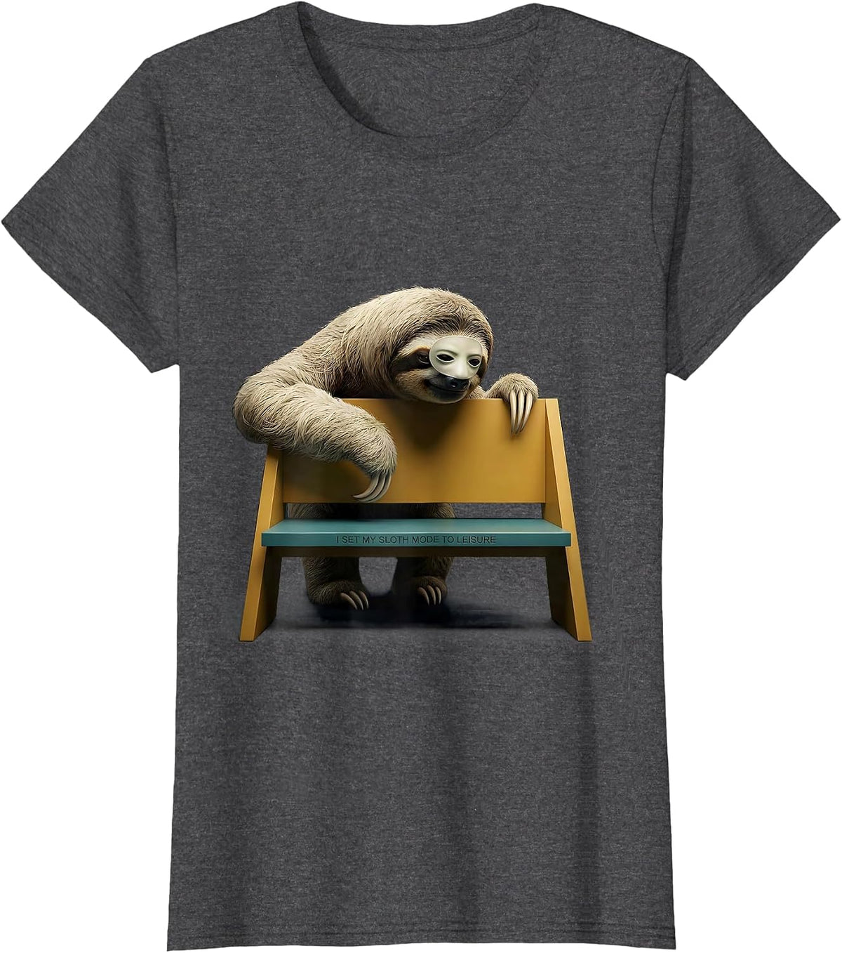 Women's I Set My Sloth Mode To Leisure Funny Sloth Humor Animal T-Shirt - Dark Heather Grey