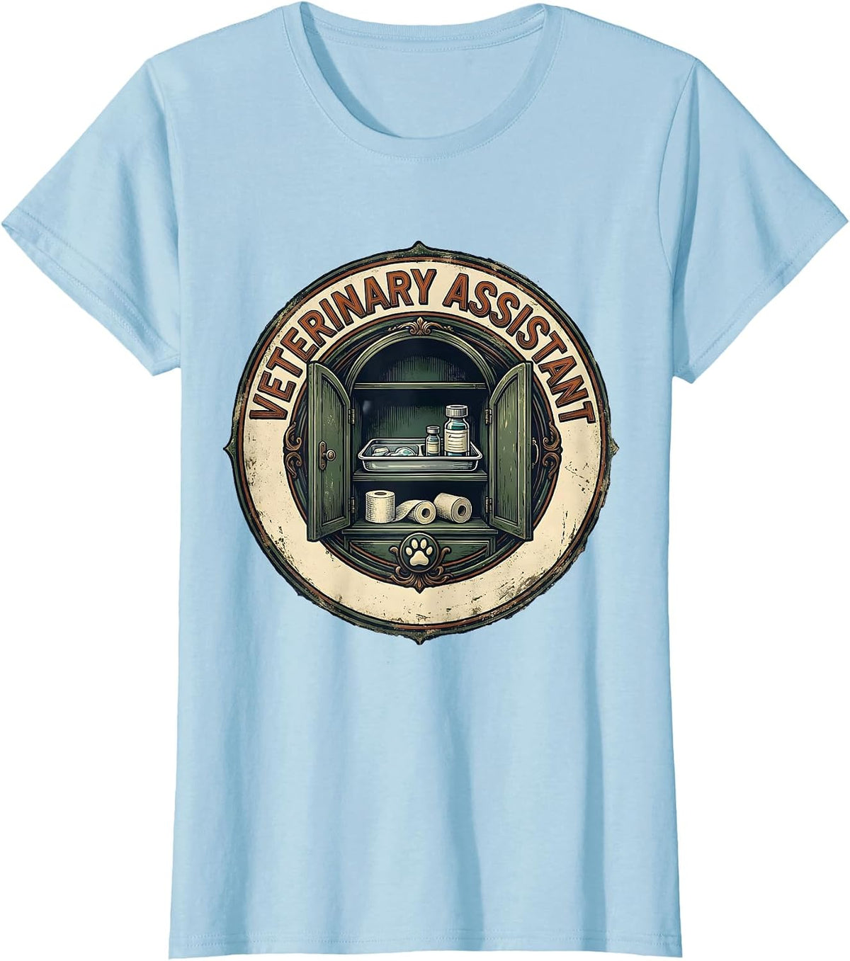 Veterinary Assistant Vintage Vet Tech Gift Occupational T-Shirt - Baby Blue