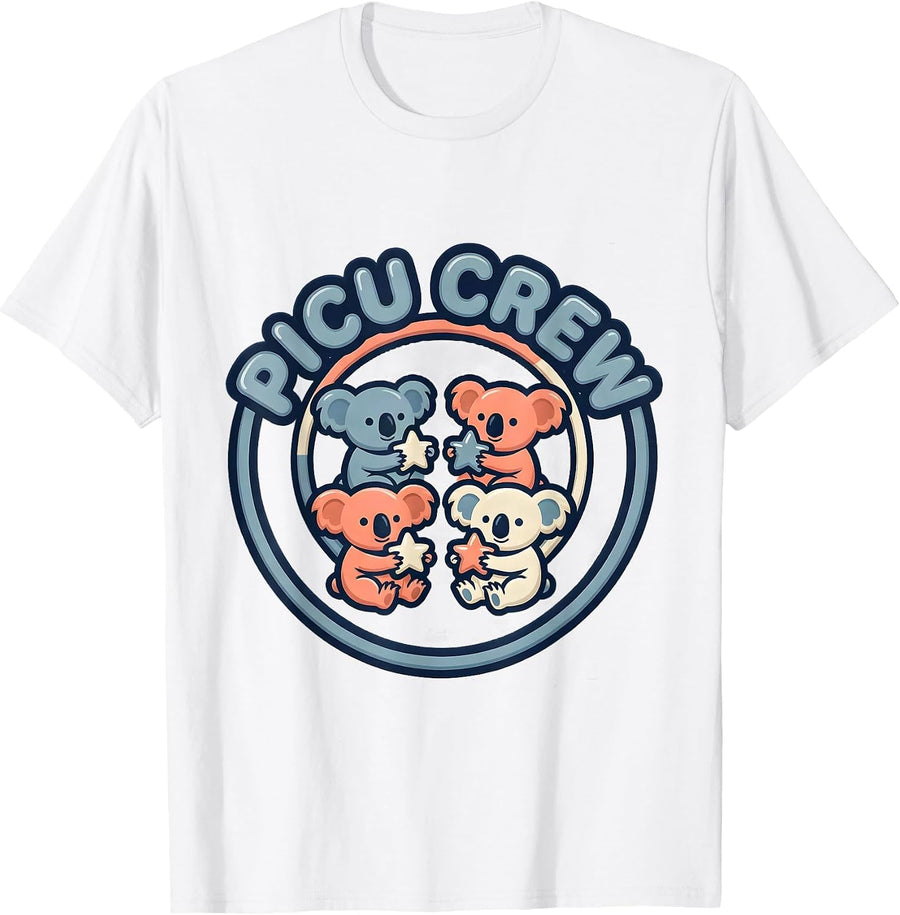Men's PICU Crew Cute Koala Cub Pediatric Nurse Practitioner Pride T-Shirt - White