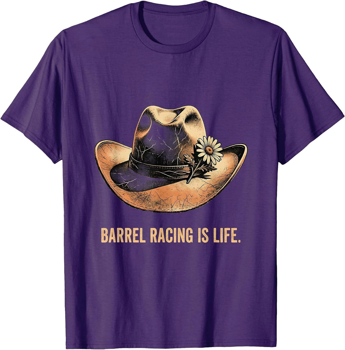 Barrel Racing Is Life Western Cowgirl Design T-Shirt - Purple