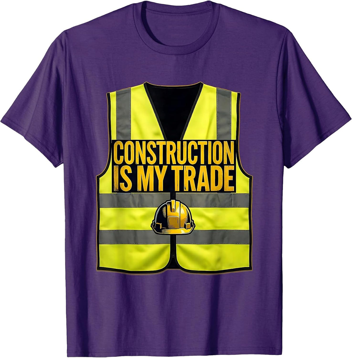 Construction Is My Trade Wood Type Letterpress Trade Worker T-Shirt - Purple