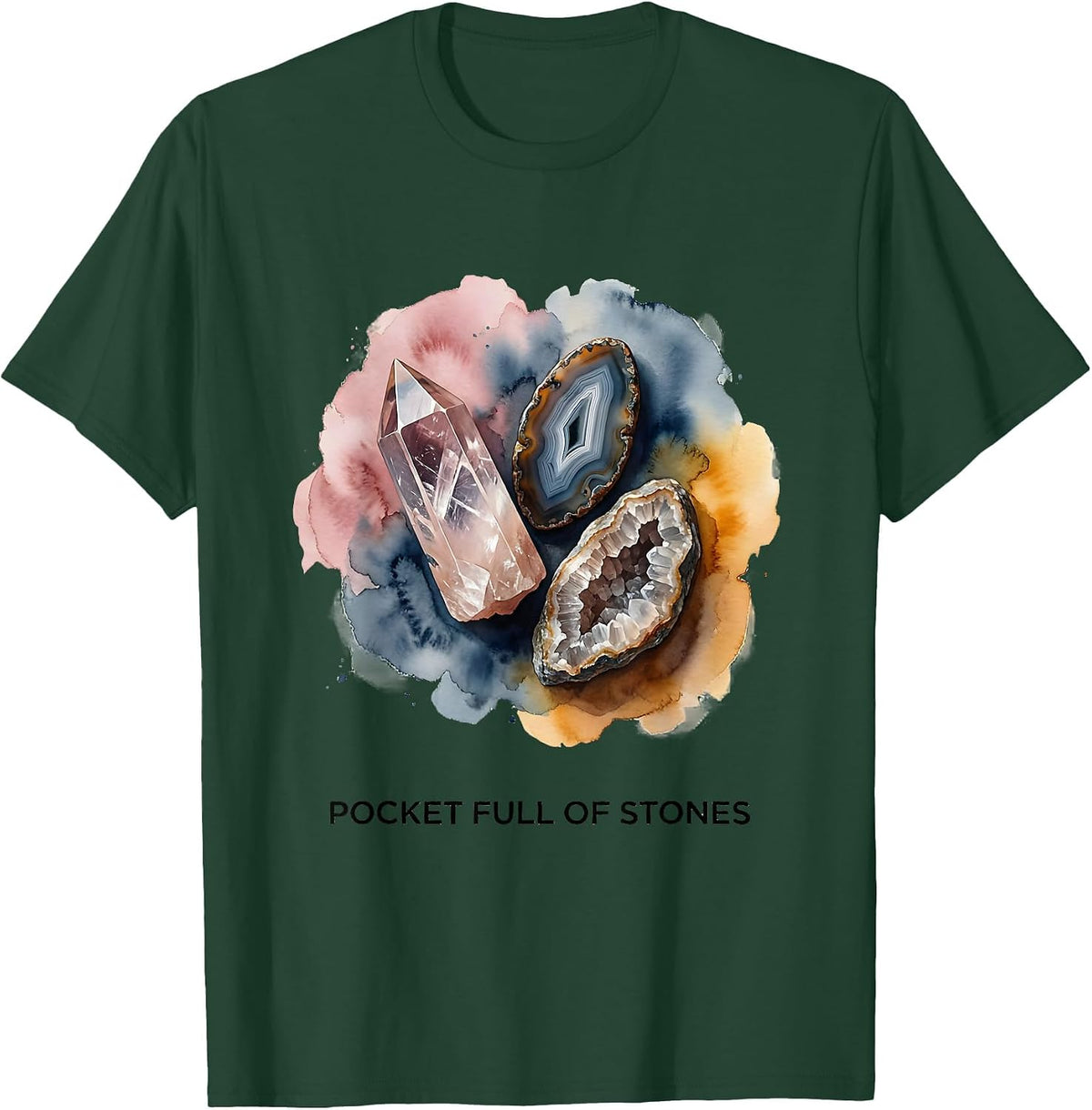 Pocket Full Of Stones Rock Collecting Design T-Shirt - Dark Green