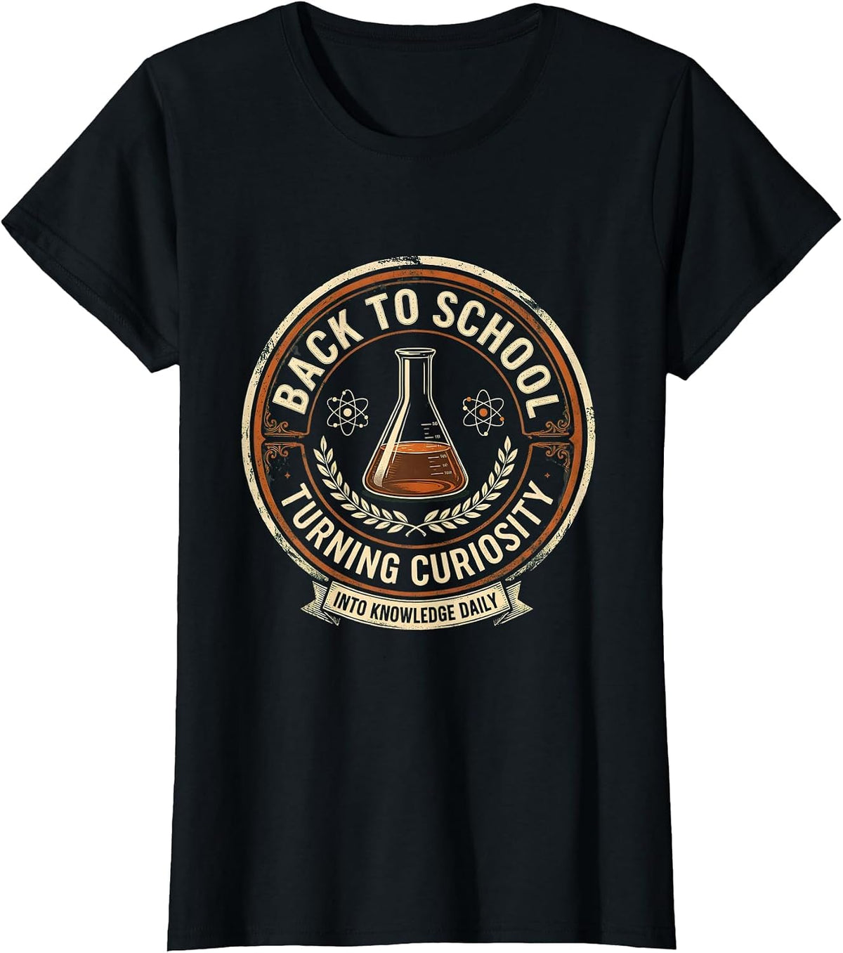 Back to School Science Teacher Curiosity Design T-Shirt - Black