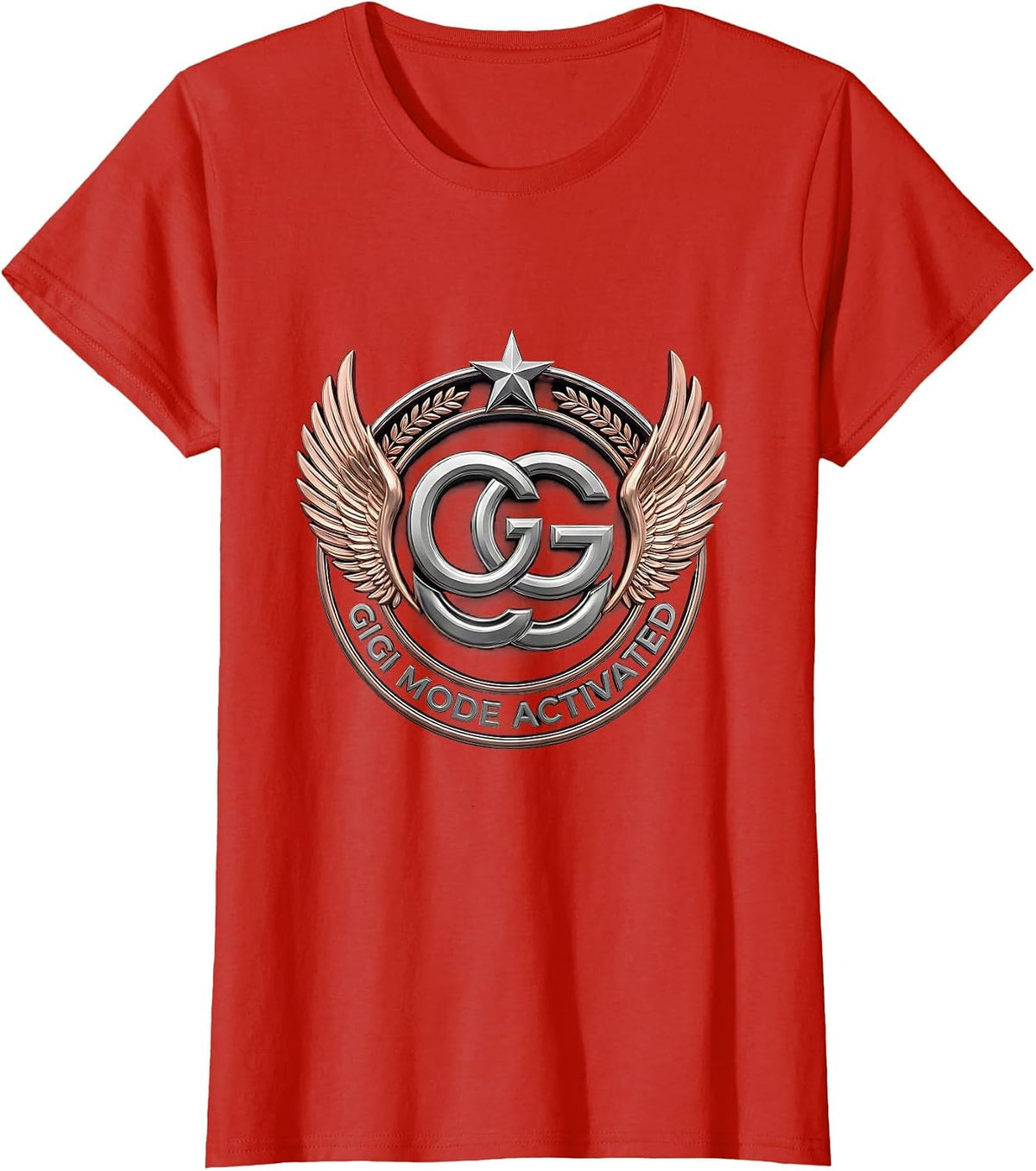 Women's Gigi Mode Activated Fun Grandma Design T-Shirt - Red