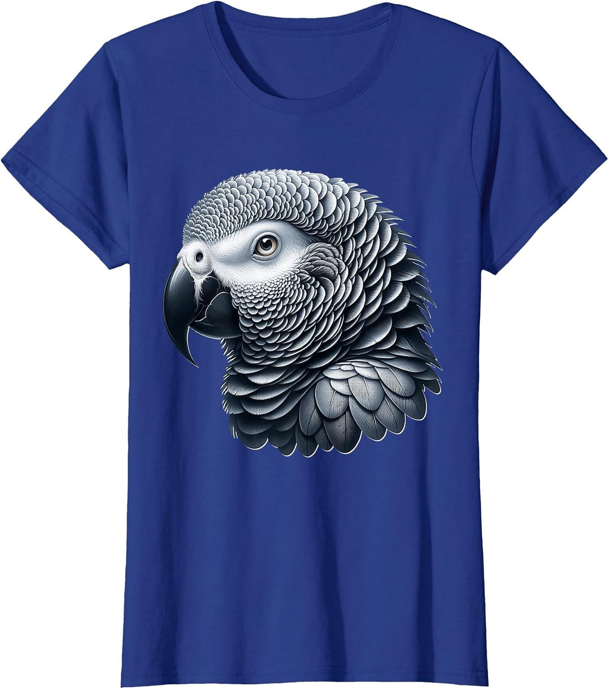 African Grey Parrot Design T-Shirt - Royal Blue