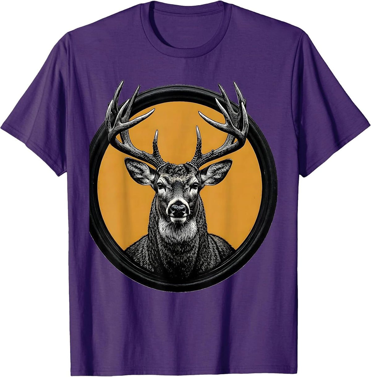 Men's Trophy Whitetail Deer Massive Antlers Hunting Graphic T-Shirt - Purple
