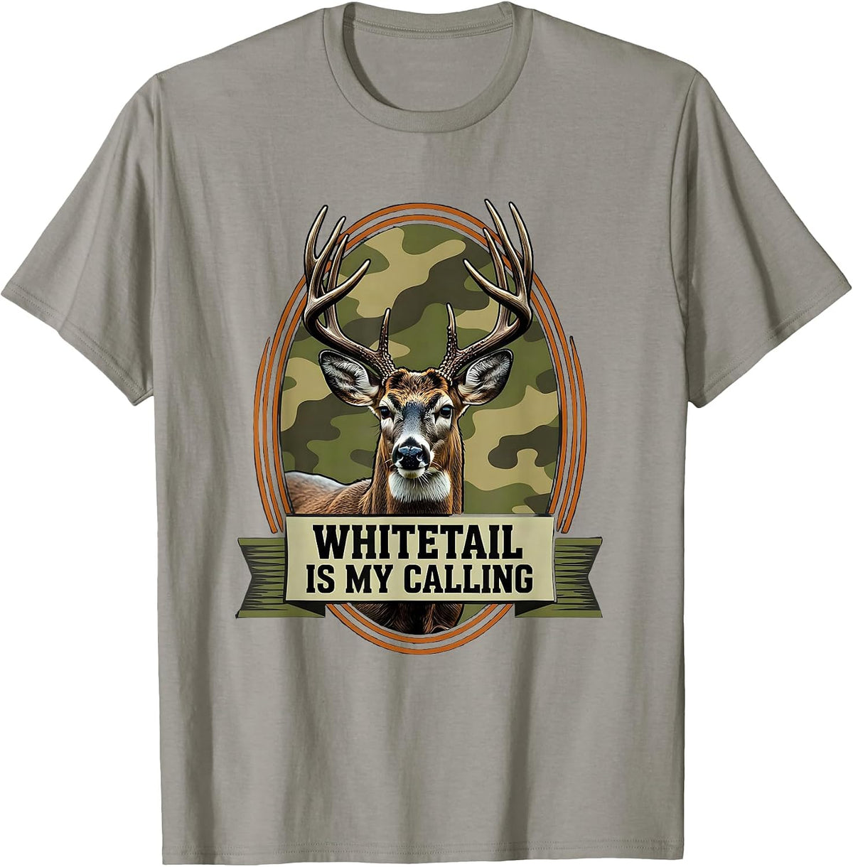 Whitetail Is My Calling Camo Deer Hunting Dad Humor T-Shirt - Slate Grey