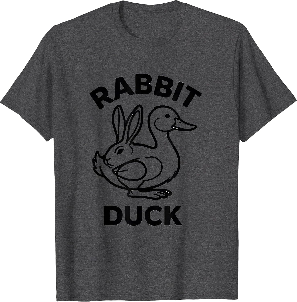 Rabbit Duck Philosophy Wittgenstein Optical Illusion T-Shirt - Dark Heather Grey