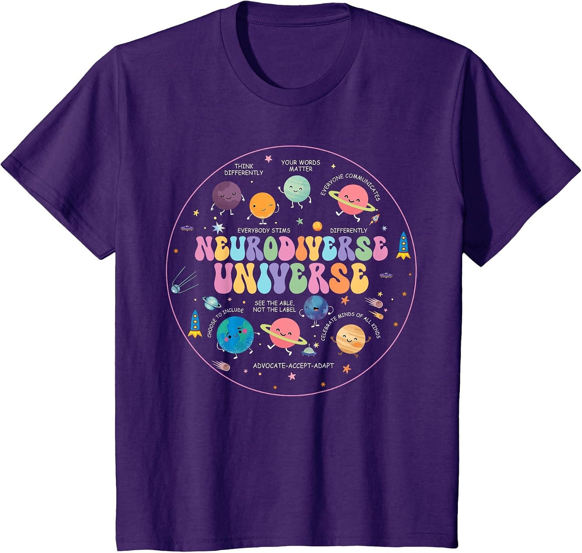 Autism Awareness Neurodiverse Universe IEP Paraprofessional T-Shirt - Purple