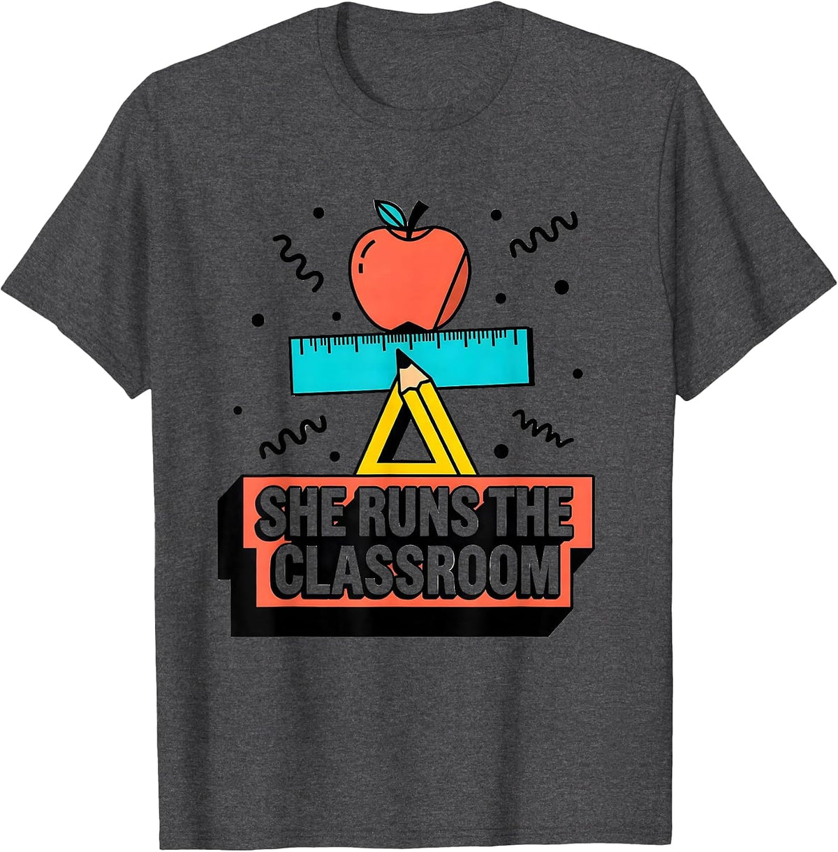 Men's She Runs the Classroom Paraprofessional Design T-Shirt - Dark Heather Grey