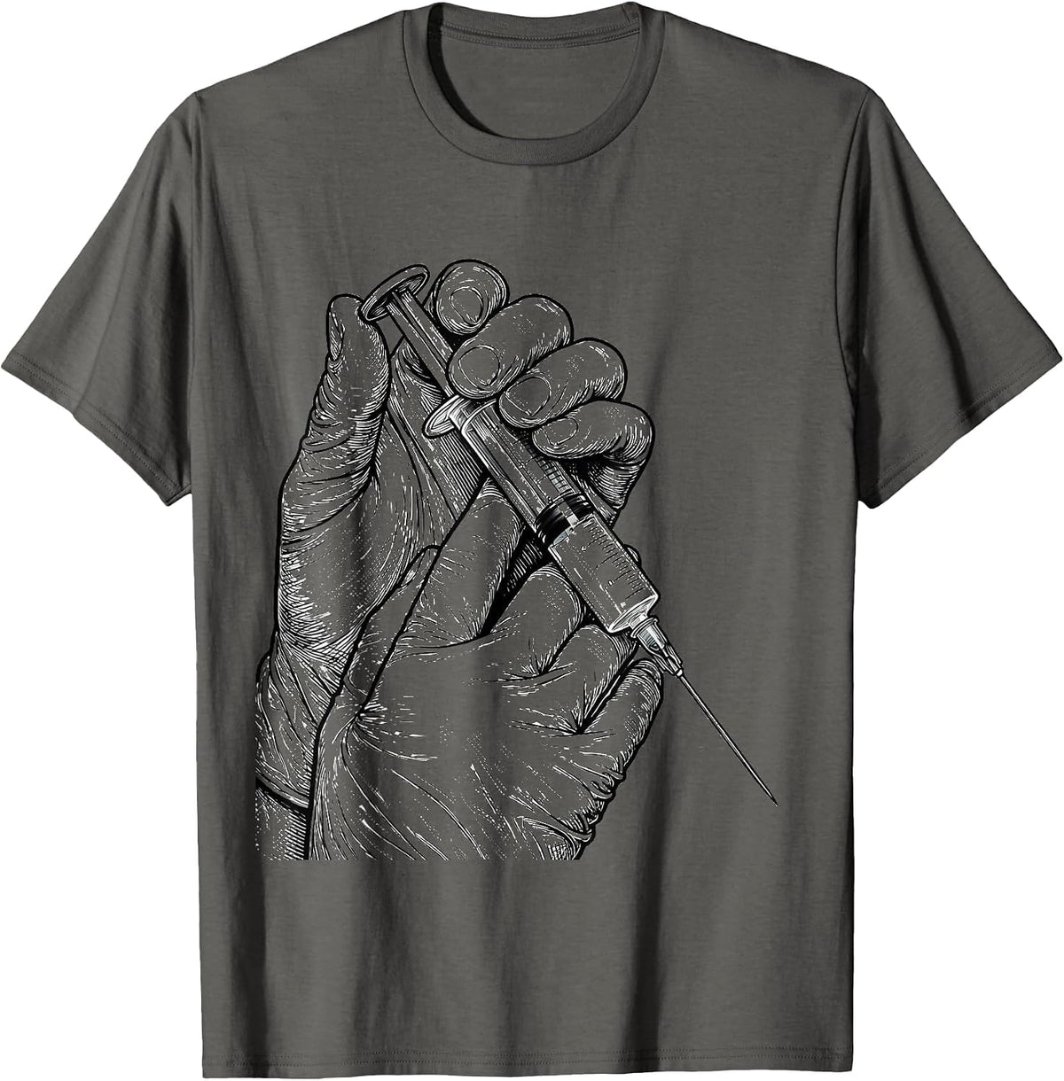 Medical Assistant Syringe Prep Illustration T-Shirt - Asphalt Grey