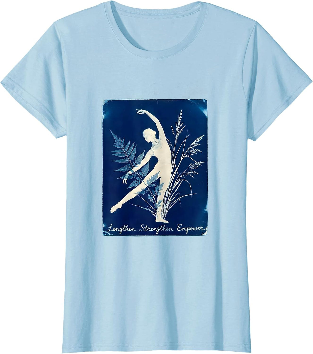 Lengthen Strengthen Empower Pilates Design T-Shirt - Baby Blue