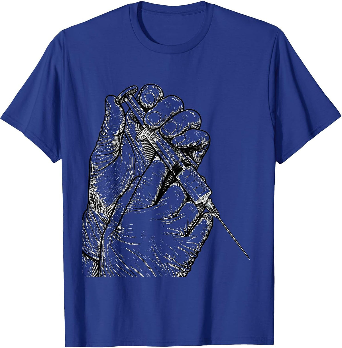 Medical Assistant Syringe Prep Illustration T-Shirt - Royal Blue