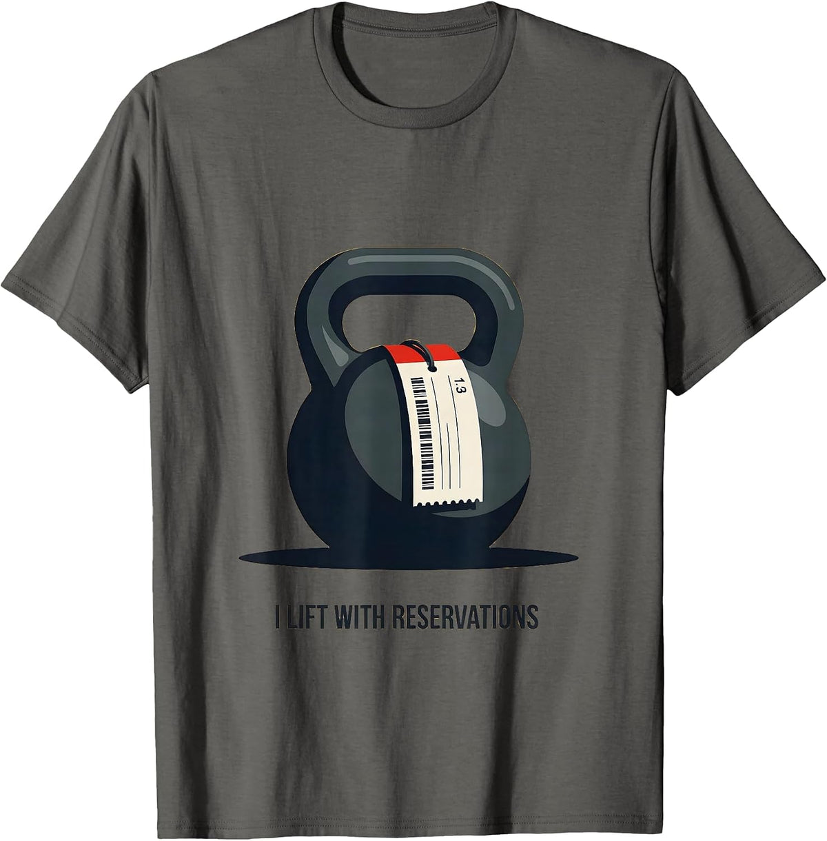 I Lift With Reservations Funny Gym Workout Weightlifting T-Shirt - Asphalt Grey
