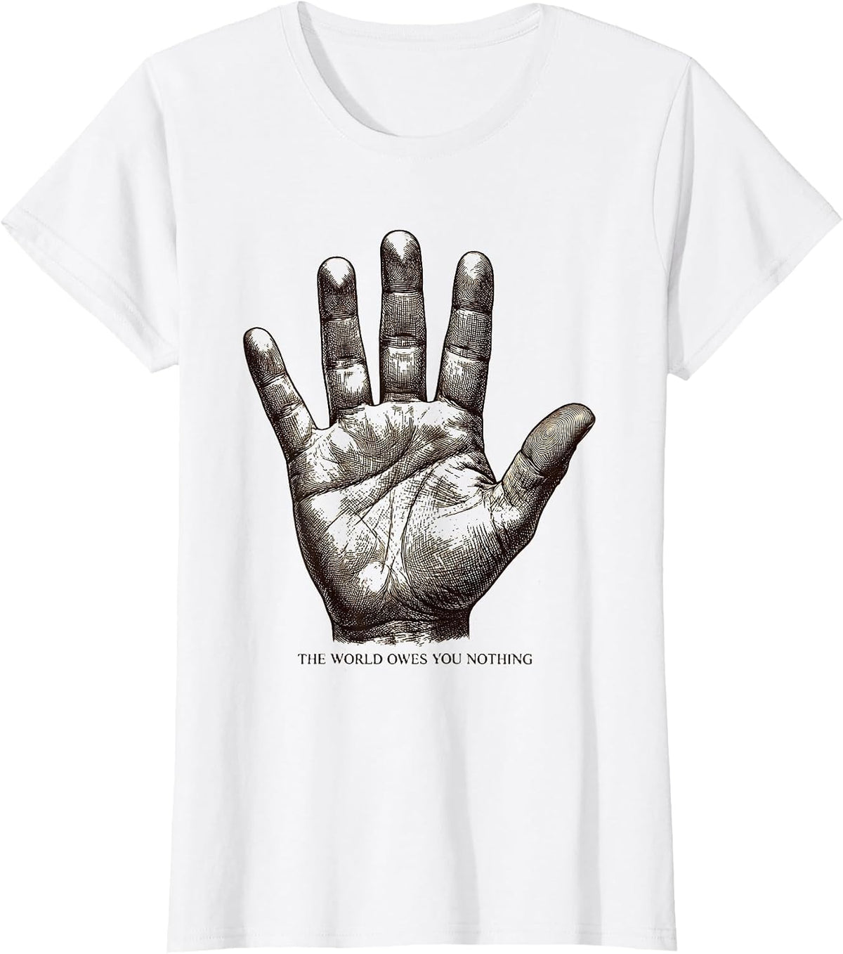 Women's The World Owes You Nothing Bold Statement Design T-Shirt - White