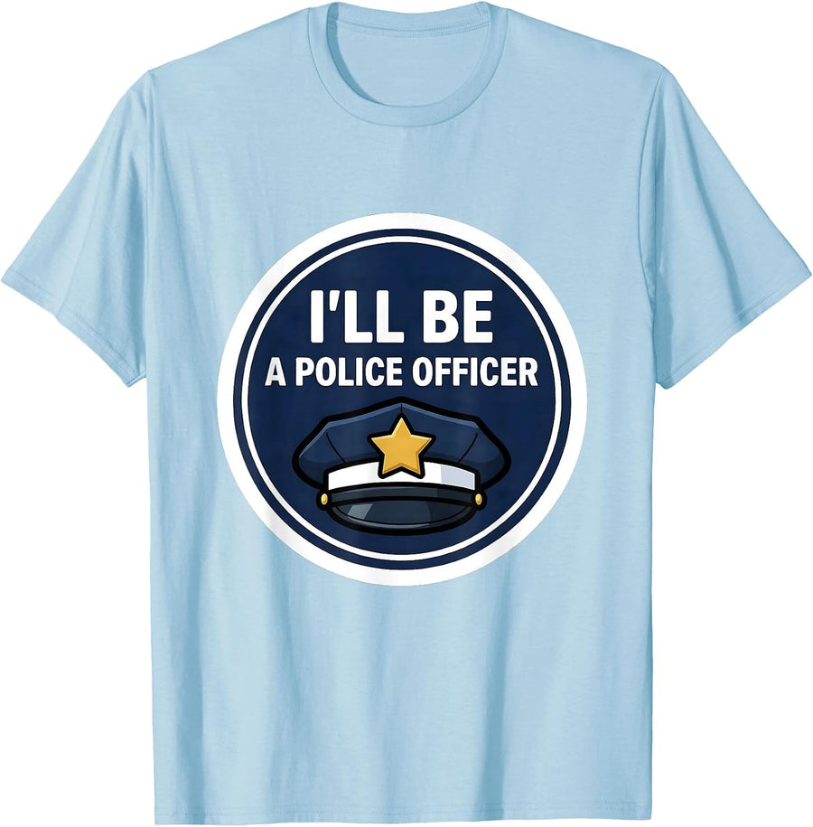 Men's I'll Be A Police Officer Funny Kids Future Officer Badge T-Shirt - Baby Blue