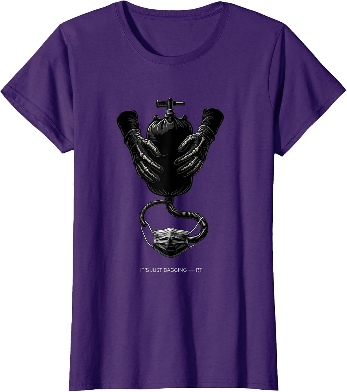 Women's It's Just Bagging — RT Funny Respiratory Therapist T-Shirt - Purple