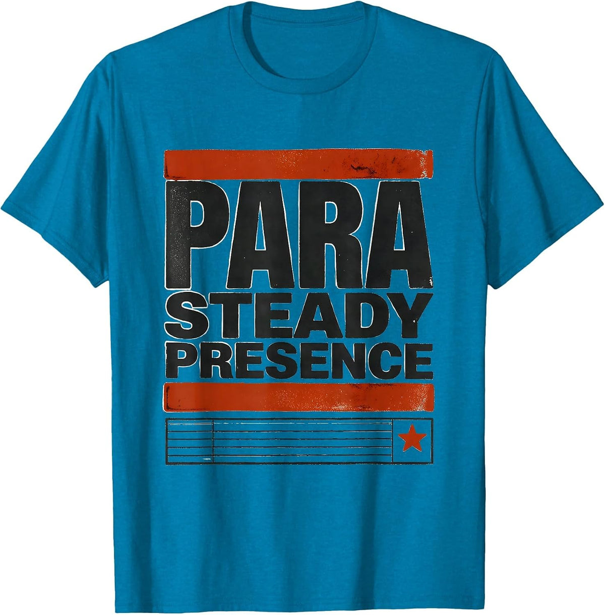 Para Steady Presence Screenprint Poster Teacher's Aide T-Shirt - Sapphire Blue