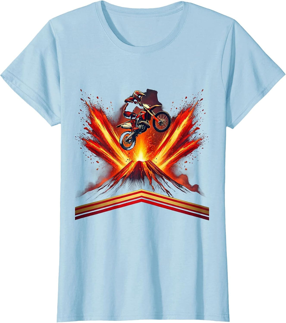 80s Dirt Bike Volcano Jump Graphic T-Shirt - Baby Blue