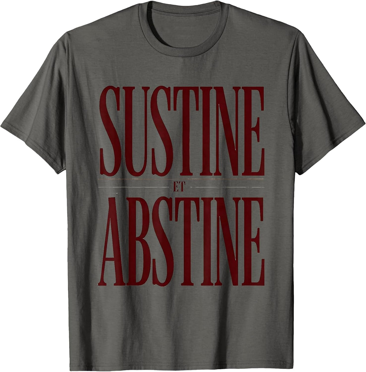 SUSTINE ET ABSTINE Stoic Philosophy Memento Mori Quote T-Shirt - Asphalt Grey