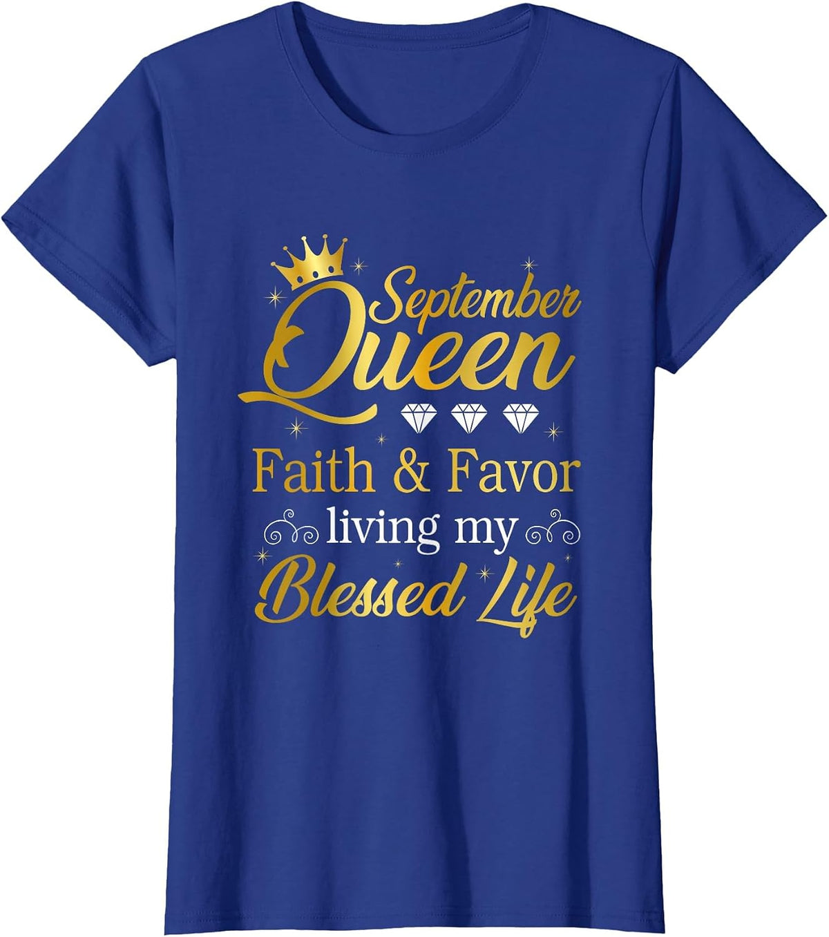 September Queen Living My Best Life Virgo Libra Black Queen T-Shirt - Royal Blue